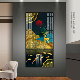 金山麋鹿九鱼客厅玄关装饰画挂画