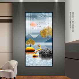 意境山水客厅玄关装饰画晶瓷画