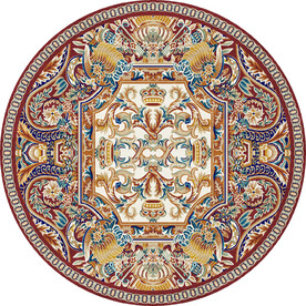欧式波斯红圆形地毯