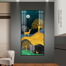 金山发财鹿客厅玄关装饰画挂画