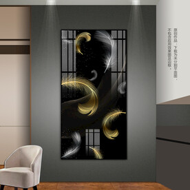 羽毛飞舞客厅玄关装饰画晶瓷画