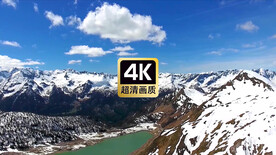 航拍雪山湖泊美景