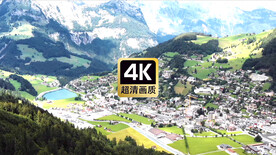 航拍远山峡谷村庄美景