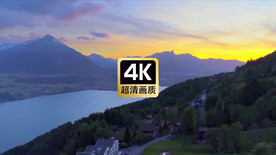 航拍夕阳下海岛美景