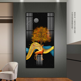 客厅装饰画玄关挂画晶瓷画发财鹿