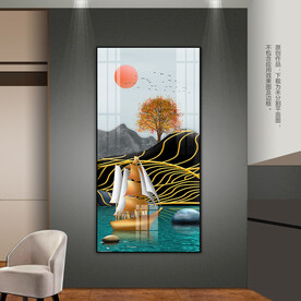 一帆风顺床头挂画客厅玄关背景画