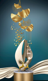 装饰画 晶瓷画 杏叶麋鹿