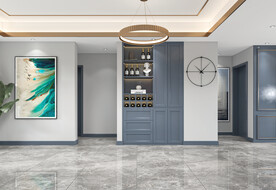 现代餐厅背景墙场景