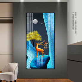 蓝色石来运转客厅玄关装饰画挂画