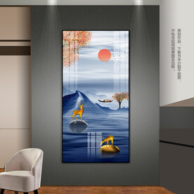 意境山水客厅玄关装饰画晶瓷画