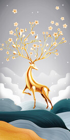 装饰画 晶瓷画 麋鹿