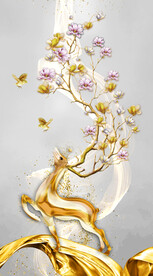 装饰画 晶瓷画 麋鹿