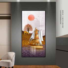 鎏金客厅玄关装饰画一帆风顺挂画