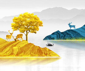 装饰画 晶瓷画 麋鹿