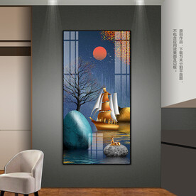 意境山水客厅玄关装饰画一帆风顺