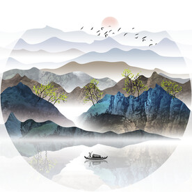 装饰画 抽象画 山川