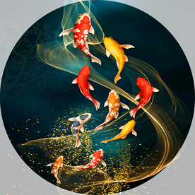 装饰画 抽象画 鲤鱼