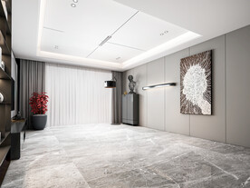 极简黑白灰客厅沙发场景空景