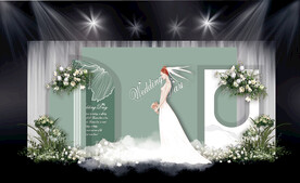 白绿色婚礼效果图设计