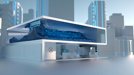 三维 海浪 特效 城市 浅蓝