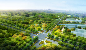 十字路口景观鸟瞰图