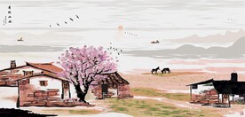 水墨江南山水画