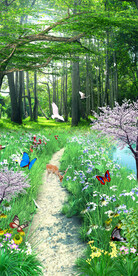 新林荫小路树林创意3D风景玄关