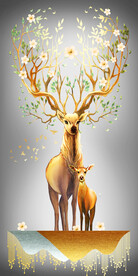 装饰画 晶瓷画 麋鹿