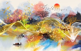 抽象水墨麋鹿玄关