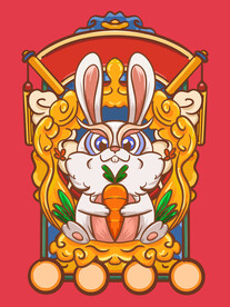 手绘卡通兔年插画设计