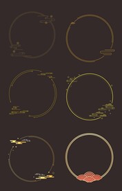 黑金国潮古典纹理元素