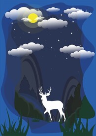夜空繁星下的鹿