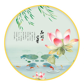圆形画 荷花