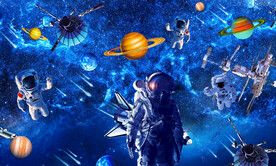 宇宙空间站宇航员背景墙