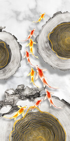 装饰画 晶瓷画 金鱼