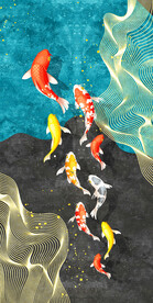 装饰画 晶瓷画 金鱼