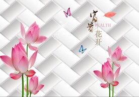 荷花 立体 富贵 花开 蝴蝶 