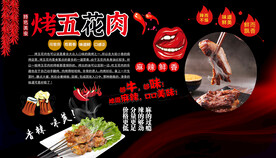 烤五花肉背景墙
