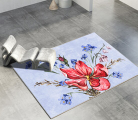 时尚花卉轻奢客厅卧室地毯地垫