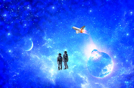 太空空间站宇航员背景墙