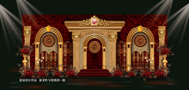 欧式红金色婚礼效果图