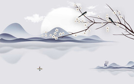 高清分层山水背景墙