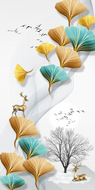 装饰画 晶瓷画 杏叶