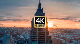 航拍傍晚都市建筑美景