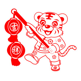 剪纸老虎虎年窗花剪纸