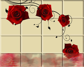 玫瑰花软包花藤分层倒影