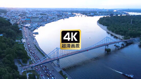 航拍跨海大桥两岸景色