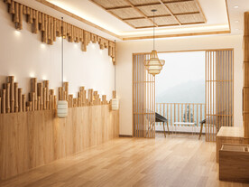 新中式卧室场景3D空景效果图