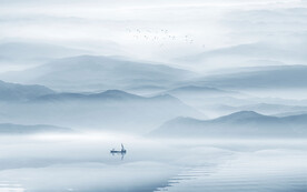 新中式山水背景新画