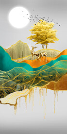 晶瓷画 抽象画 麋鹿